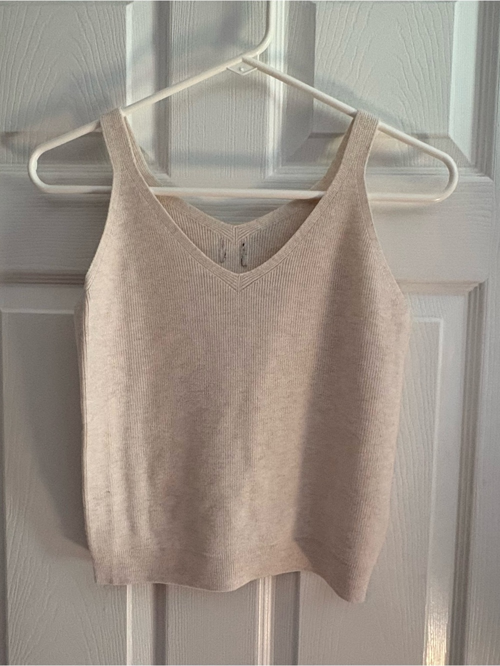 A New Day Women’s Tank Top Beige Small Viscose Blend Ribbed